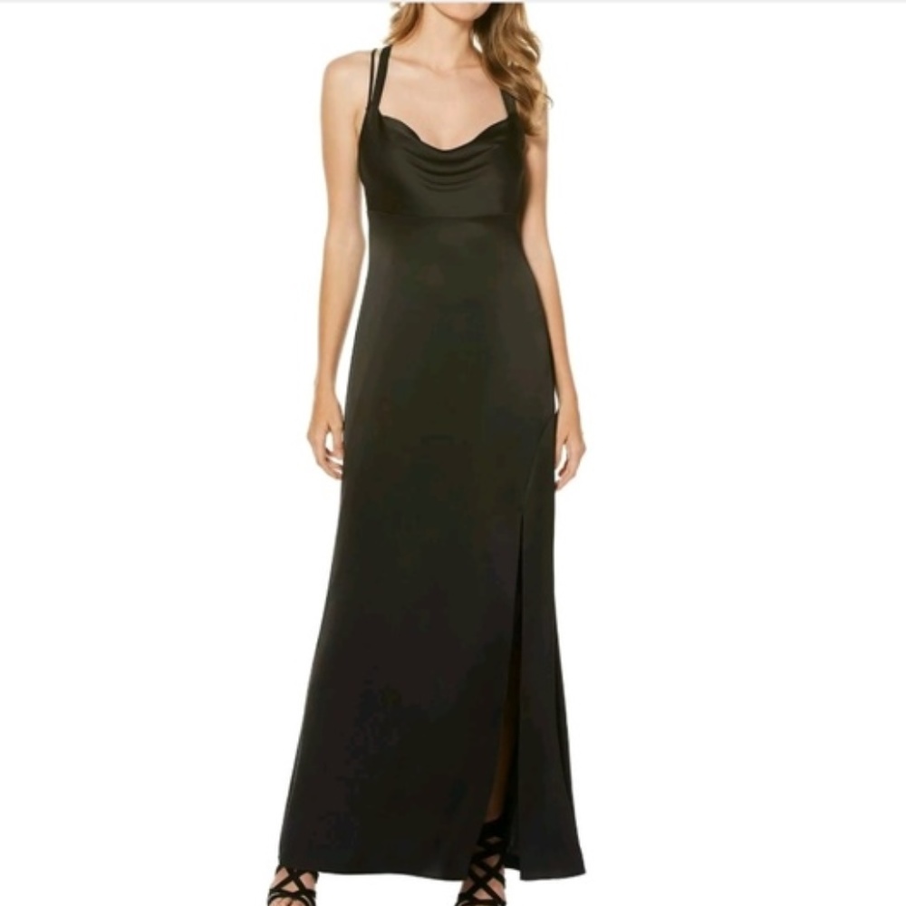 NWT Satin Strappy Back High Slit Evening Long Gown